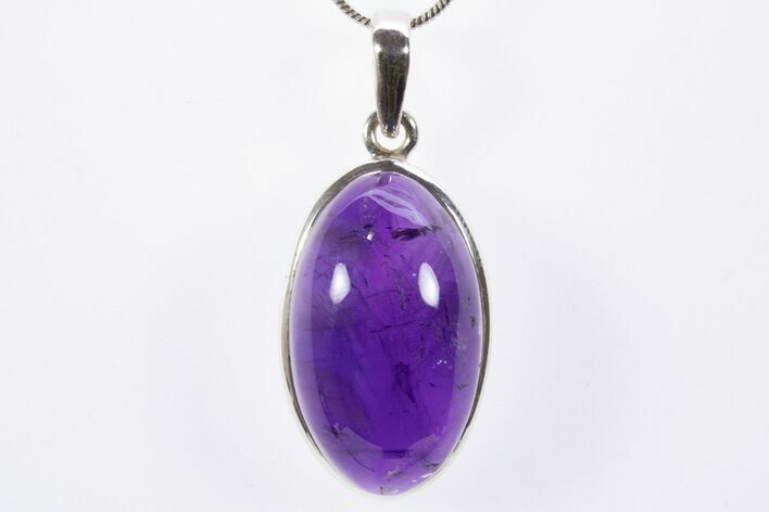 Polished Amethyst Pendant (Necklace) - Sterling Silver #303164